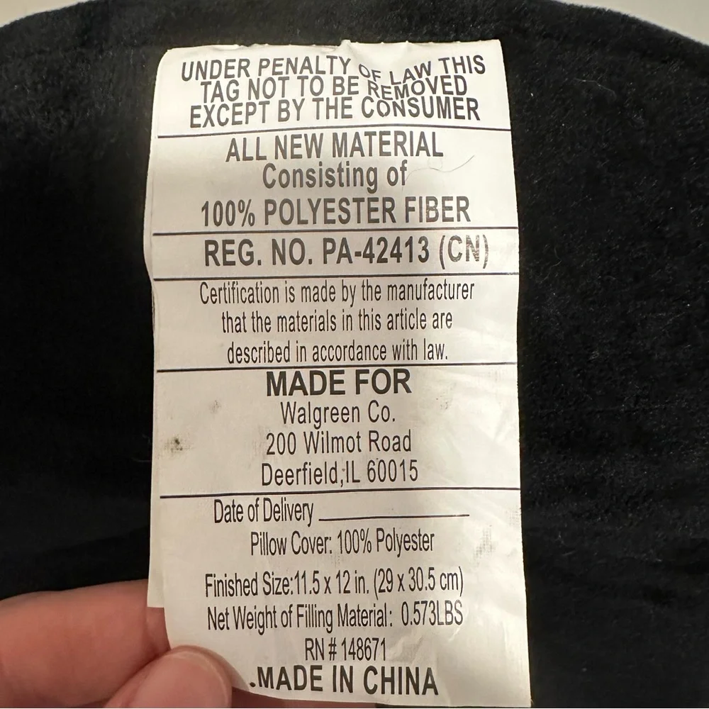 Walgreens Super Soft Travel Neck Pillow in Black